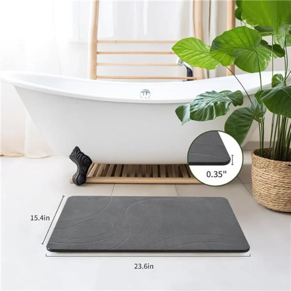Stone Bath Mat Diatomaceous Earth Quick Dry Non Slip Shower Bathroom Mat